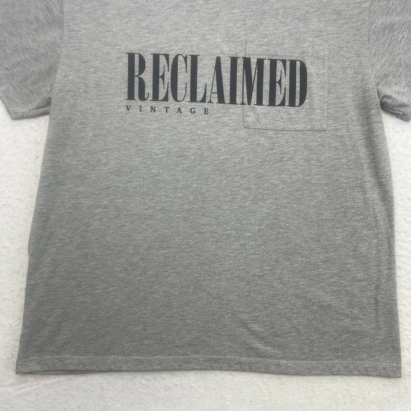 RECLAIMED VINTAGE Shirt Mens XL Gray Black Short Sleeve Front Pocket - Picture 4 of 12